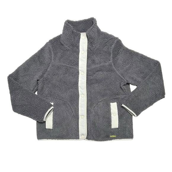 L.L. Bean Women’s Sherpa Fleece Jacket - Two Tone Button Up - size L - Picture 2 of 9